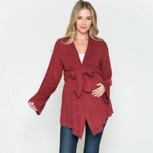 Maternity Rusted Red Western Waist Tie Hacci Kimono Cardigan